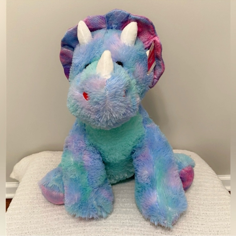 Colorful Plush Triceratops Stuffed Animal